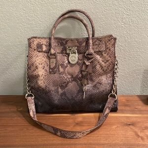 GUC! Michael Kors Ombré Hamilton Leather Snakeskin Embossed Satchel/Shoulder Bag